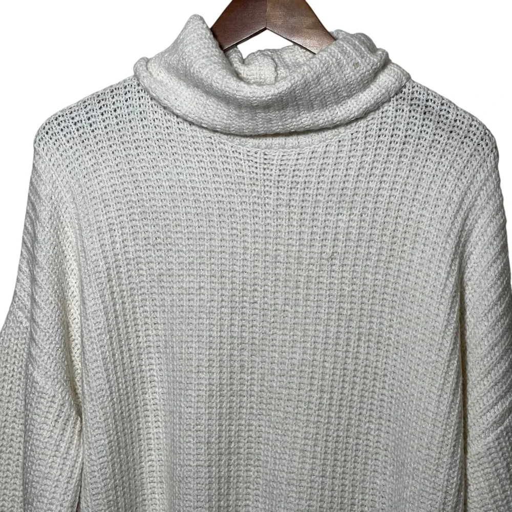 Splendid x CellaJane Wool Blend Turtleneck Sweater Cream Small Chunky Knit‎